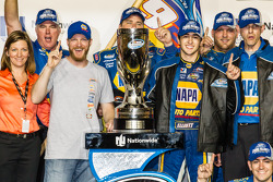 Championship victory lane: NASCAR Nationwide Series 2014 champion Chase Elliott celebrates with Dale Earnhardt Jr.