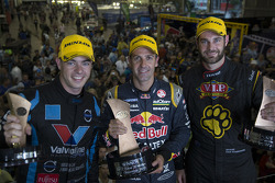 Race winner Jamie Whincup, second place Shane van Gisbergen, third place Chaz Mostert