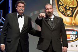 NASCAR K&N Pro Series West champion Greg Pursley gets a ring from NASCAR president Mike Helton