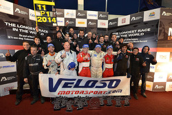 Podium: #11 Formula Racing Seat Leon: Jose Antonio Monroy, Mikkel Mac, Lars Steffensen, Bo McCormick, Johnny Laursen and the rest of the team celebrate
