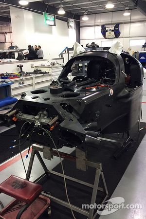 The Ligier JS P2 Honda in the Michael Shank Racing workshops