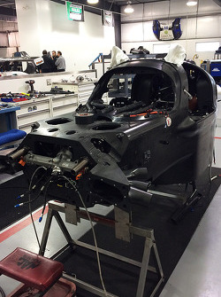 The Ligier JS P2 Honda in the Michael Shank Racing workshops