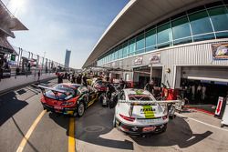 #3 Abu Dhabi Racing Black Falcon Mercedes SLS AMG GT3: Khaled Al Qubaisi, Jeroen Bleekemolen, Bernd Schneider, Andreas Simonsen, #26 Black Falcon Porsche 991 Cup: Saud Al Faisal, Anders Fjordbach, Keita Sewa, Andreas Weishaupt, Patrick Huisman