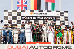 General podium: race winners Abdulaziz Al Faisal, Hubert Haupt, Yelmer Buurman, Oliver Webb, second place Cheerag Arya, Thomas Jäger, Tom Onslow-Cole, Adam Christodoulou, third place Mohammed Jawa, Jordan Grogor, Matt Griffin, Rob Barff