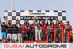 A5 podium: class winners Bernd Küpper, Martin Kroll, Chantal Kroll, Sarah Toniutti, Hal Prewitt, second place Harry Hilders, Gijs Bessem, Daan Meijer, Roger Grouwels, third place Tomas Miniberger, Michal Vitek, Siarhei Paulavets, Milan Kodídek, Tomas Kwol