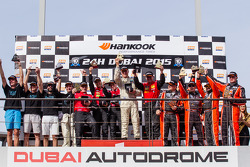 A5 podium: class winners Bernd Küpper, Martin Kroll, Chantal Kroll, Sarah Toniutti, Hal Prewitt, second place Harry Hilders, Gijs Bessem, Daan Meijer, Roger Grouwels, third place Tomas Miniberger, Michal Vitek, Siarhei Paulavets, Milan Kodídek, Tomas Kwol