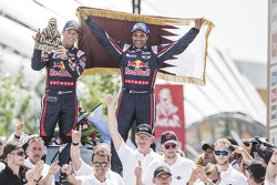 Car category podium: winners Nasser Al-Attiyah, Mathieu Baumel