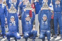 Truck category podium: winners Ayrat Mardeev, Aydar Belyaev, Dmitry Svistunov, second place Eduard Nikolaev, Evgeny Yakovlev, Ruslan Akhmadeev, third place Andrey Karginov, Andrey Mokeev, Igor Leonov