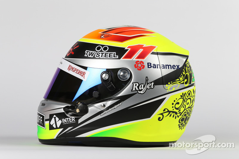 Casco de Sergio Pérez, de Sahara Force India F1, 2015