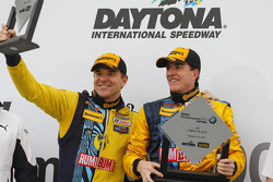 Victory Lane: race winners Matt Plumb and Hugh Plumb celebrate