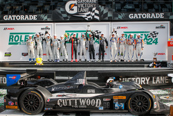 PC podium: #52 PR1 Mathiasen Motorsports Oreca FLM09: Mike Guasch, Andrew Novich, Andrew Palmer, Tom Kimber-Smith and #16 BAR1 Motorsports Oreca FLM09: Johnny Mowlem, Tom Papadopoulos, Tomy Drissi, Brian Alder, Martin Plowman and #54 CORE autosport Oreca