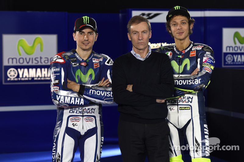 Lin Jarvis, Managing Director Yamaha bersama Jorge Lorenzo dan Valentino Rossi, Yamaha Factory Racing