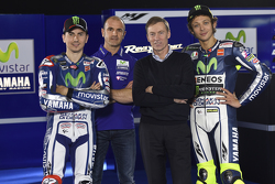 Lin Jarvis and Massimo Meregalli with Jorge Lorenzo and Valentino Rossi
