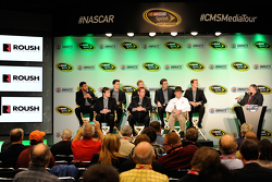 Darrell Wallace Jr., Ryan Reed, Chris Buescher, Elliott Sadler, Trevor Bayne, Ricky Stenhouse Jr., Greg Biffle and Jack Roush, Roush Fenway Racing