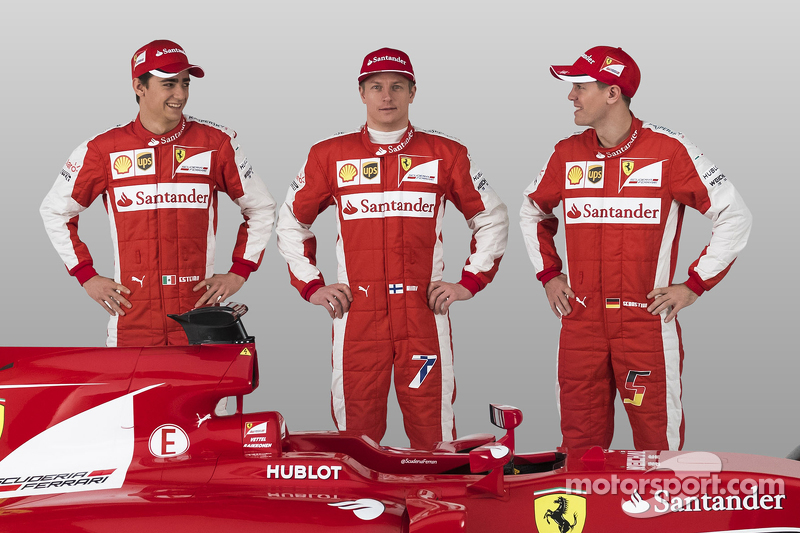 Esteban Gutierrez, Kimi Raikkonen, Sebastian Vettel et la Ferrari SF15-T