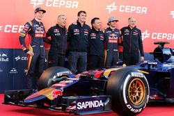 The Scuderia Toro Rosso STR10 is unveiled, Max Verstappen, Scuderia Toro Rosso; Paolo Marabini, Scuderia Toro Rosso Chief Designer; James Key, Scuderia Toro Rosso Technical Director; Matteo Piraccini, Scuderia Toro Rosso Chief Designer; Franz Tost, Scuder