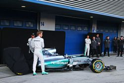 Lewis Hamilton and Nico Rosberg with the Mercedes AMG F1 W06