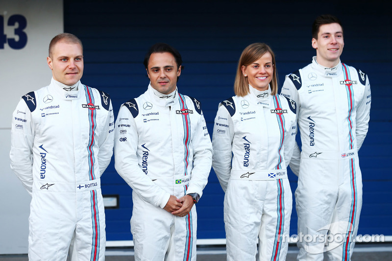 (Von links nach rechts): Valtteri Bottas, Williams, mit Felipe Massa, Williams, und die Entwicklungs