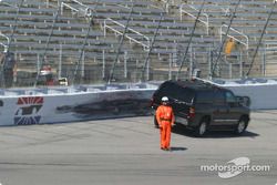 SAFER barrier is damaged in the accident