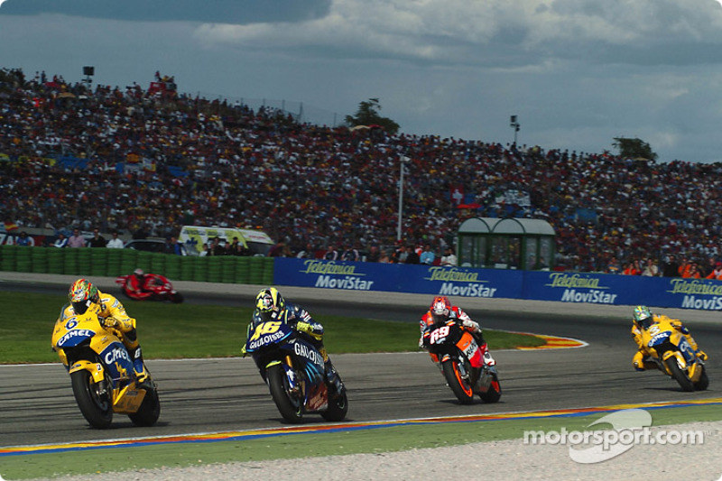 Makoto Tamada, Valentino Rossi y Nicky Hayden