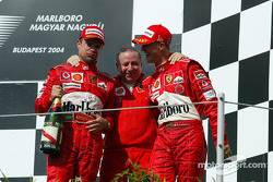 Podium: Rubens Barrichello, Jean Todt and Michael Schumacher celebrate