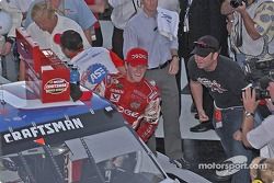 Victory lane: race winner Kasey Kahne celebrates