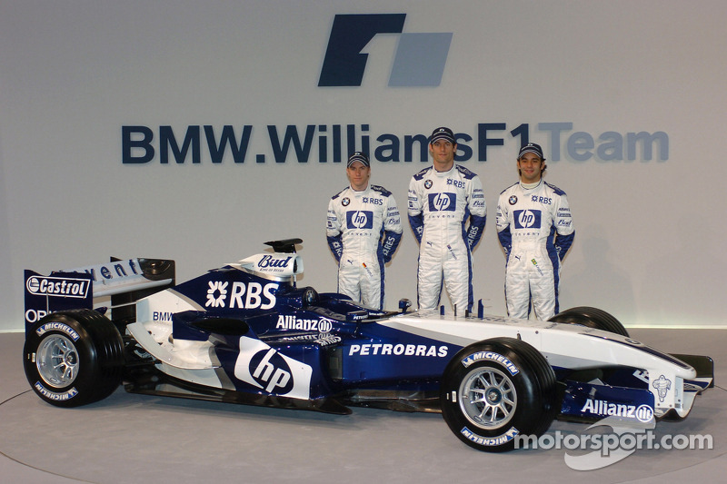 Nick Heidfeld, Mark Webber and Antonio Pizzonia with the new Williams BMW FW27