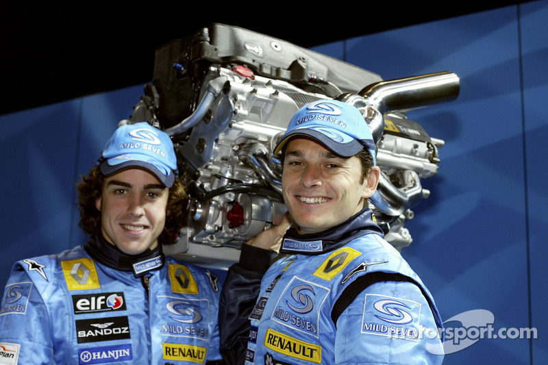 Fernando Alonso and Giancarlo Fisichella on stage