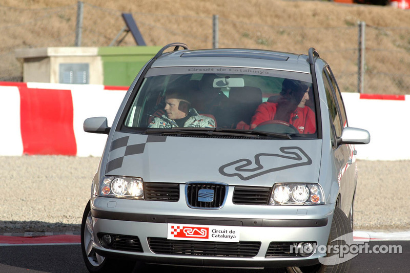 Kimi Raikkonen in the safety vehicle