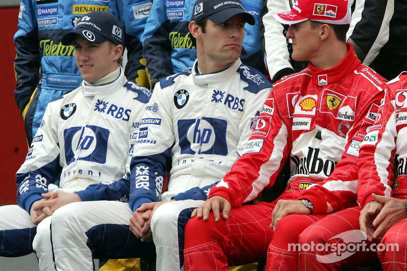 Foto de pilotos: Nick Heidfeld, Mark Webber y Michael Schumacher