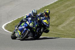 Valentino Rossi and Sete Gibernau battle