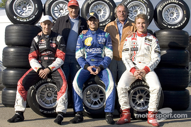 Em 2005 com Niki Lauda, Mathias Lauda, Nelsinho Piquet e Nico Rosberg