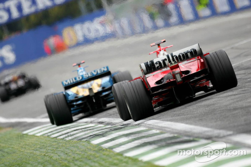 Fernando Alonso and Michael Schumacher battle