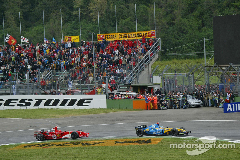 Fernando Alonso and Michael Schumacher battle