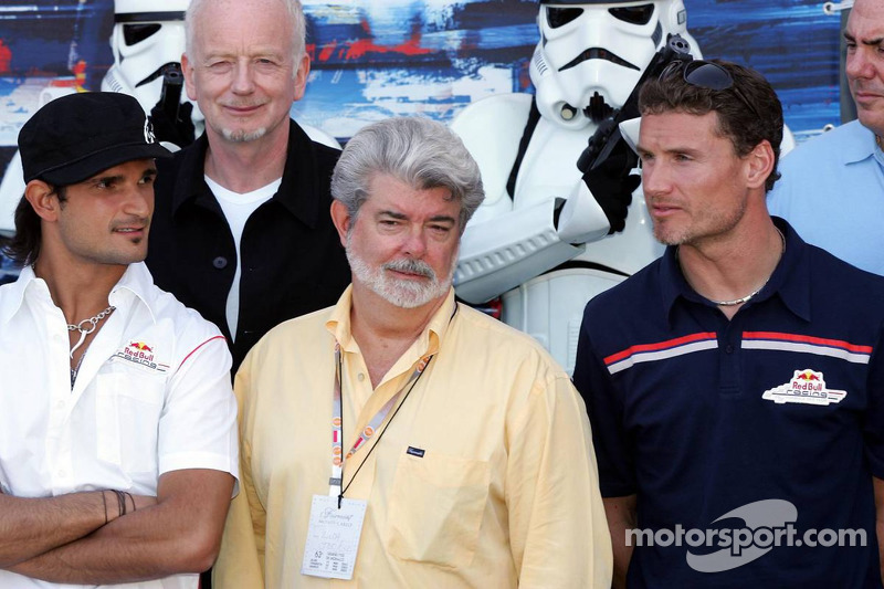 Vitantonio Liuzzi, George Lucas y David Coulthard