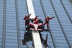 Stunt with an IRL car on a building at Indianapolis