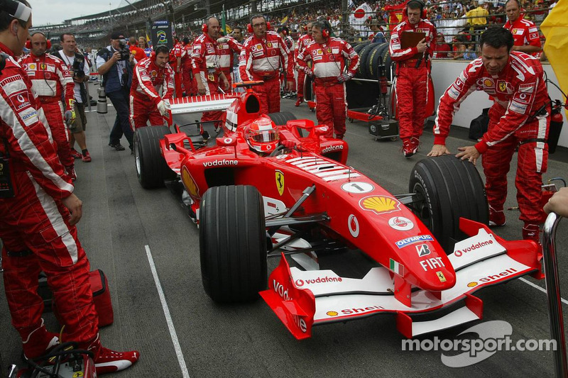 Michael Schumacher on the starting grid