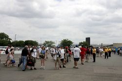 Fans leave the track before the end of the race