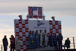 LMP1 Podium: class and overall winners Jean-Christophe Boullion and Emmanuel Collard, with Sam Hignett, John Stack and Haruki Kurosawa, and Martin Short, Rob Barff and Vanina Ickx