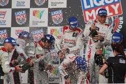 Podium: race winners Florian Strauss, Katsumasa Chiyo, Wolfgang Reip, second place Marco Mapelli, La