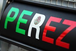 A pit board for Sergio Perez, Sahara Force India F1