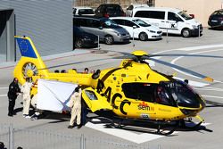 Fernando Alonso, McLaren is airlifted from the circuit in a helicopter