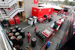 Ferrari and Scuderia Toro Rosso pack up at the end of testing