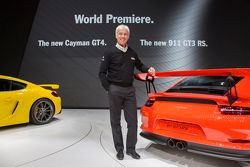 Chairman of the Executive Board of Porsche AG Matthias Müller with the Porsche 911 GT3 RS