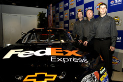 Denny Hamlin with team president J.D. Gibbs and vice president Jimmy Makar, announce Hamlin as the driver of the #11 FedEx Chevrolet