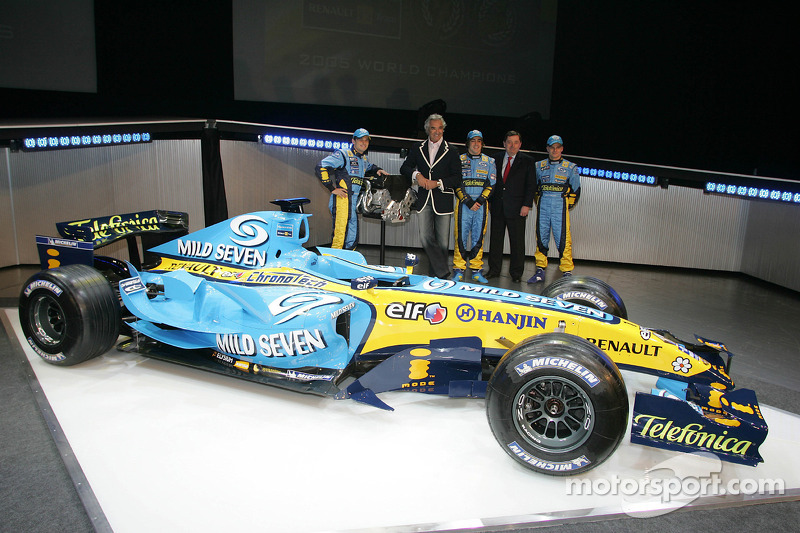 Giancarlo Fisichella, Flavio Briatore, Fernando Alonso, Patrick Faure ve Heikki Kovalainen