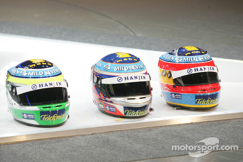 Helmets, Giancarlo Fisichella, Heikki Kovalainen ve Fernando Alonso