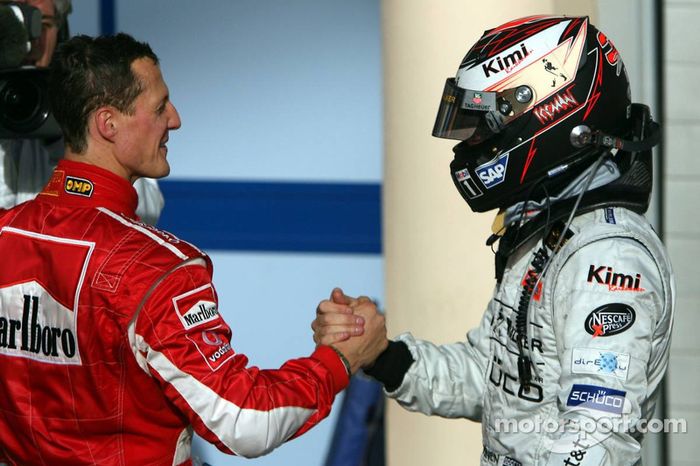 Michael Schumacher y Kimi Raikkonen, 2º y 3º