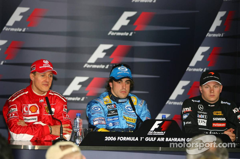 Conferencia de prensa: ganador de la carrera Fernando Alonso Michael Schumacher y Kimi Raikkonen