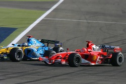 Fernando Alonso passes Michael Schumacher